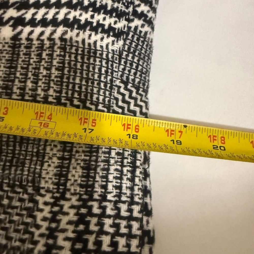 Uaneo Unisex Black White Plaid Wool Blend‎ Longline Coat Jacket RJ-C121 Small - Picture 13 of 16